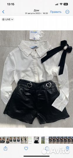 Рубашка mayoral и кожаные шорты