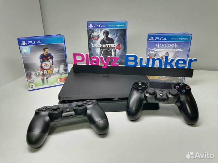 PS4 Slim +2джоя, игры