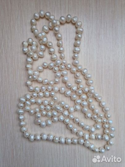 Бусы из натурального жемчуга длинные