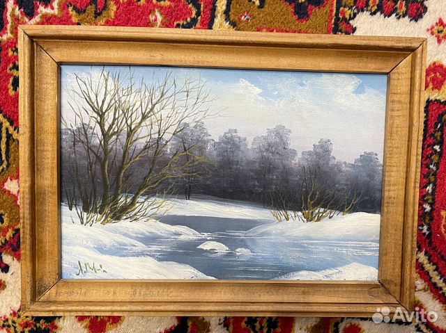 Картина зимняя река