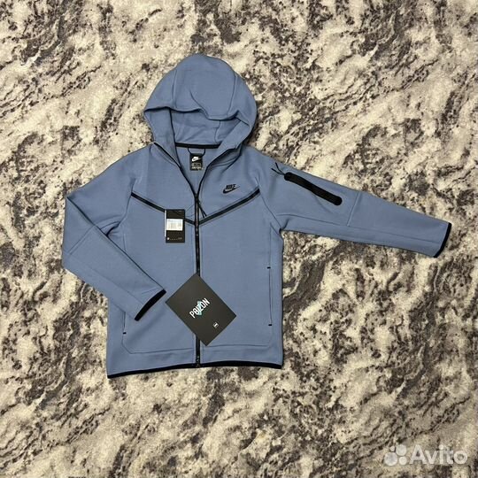 Зип худи nike tech fleece голубая