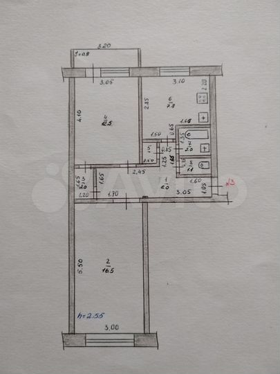 2-к. квартира, 51,5 м², 1/2 эт.