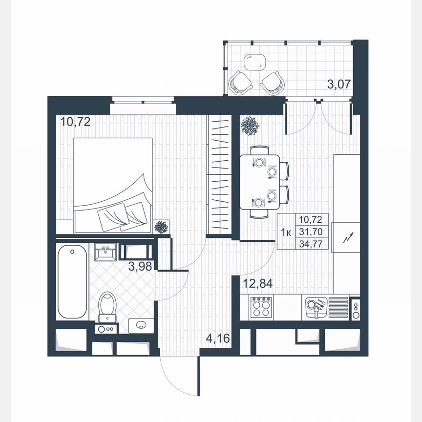 1-к. квартира, 33,2 м², 4/8 эт.