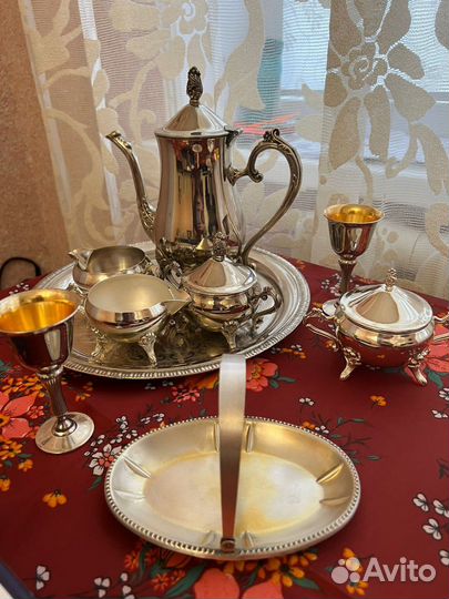 Сервиз кофейный мельхиор антиквариат