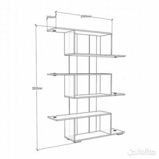 Стеллаж Эрсо-202c ясень шимо светлый деревянный по