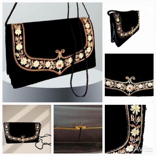 Винтажные сумочки клатчи бархатные Индия