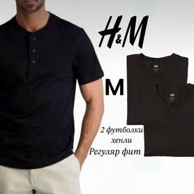 H&M футболка хенли 2шт М регуляр фит база