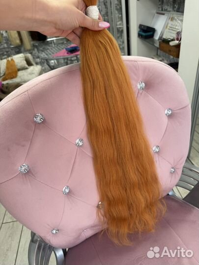 Натуральные волосы рыжие 60 см волна