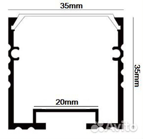 Профиль для светодиодной ленты, 35х35мм