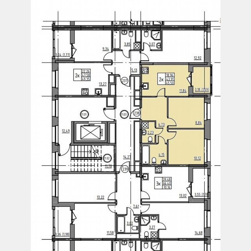 2-к. квартира, 45,5 м², 11/12 эт.
