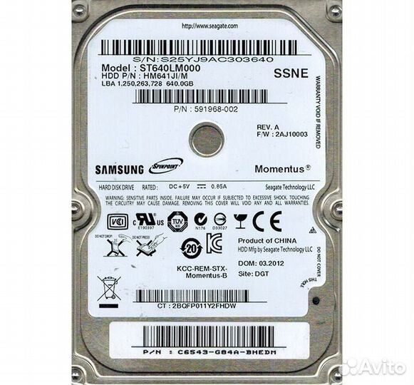 Жесткий диск Samsung ST640LM000