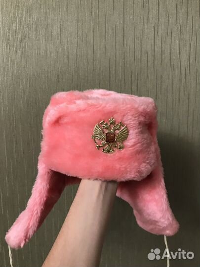 Шапка ушанка розовая россия