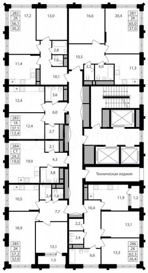 2-к. квартира, 65 м², 12/30 эт.