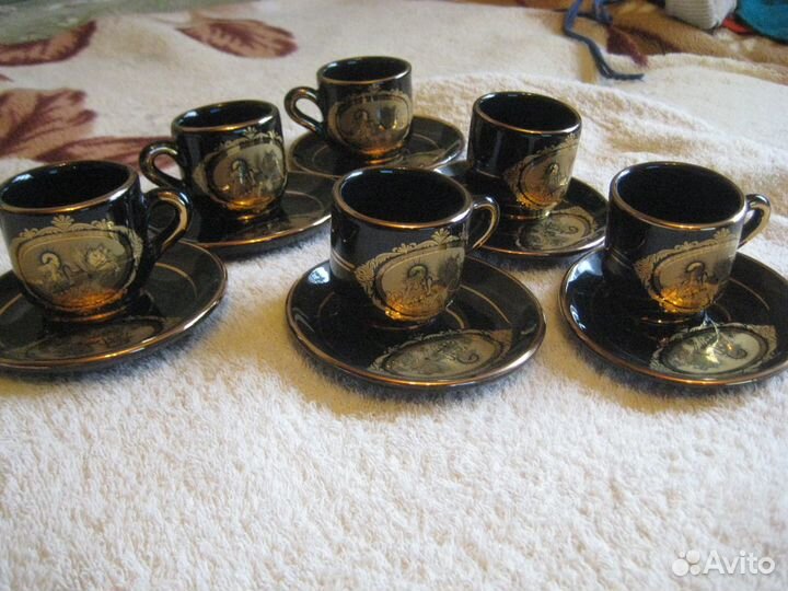 Сервиз кофейный из Греции золото 24 К на 6 персон