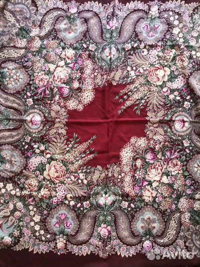 Павлопосадский платок шерсть Над серебряной водой