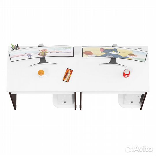 Два стола компьютерных Мебельный двор ск 11-1 венге/белый шагрень, 149,2х50х75 см