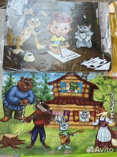 Мягкие пазлы 5 шт + пазл с кнопками