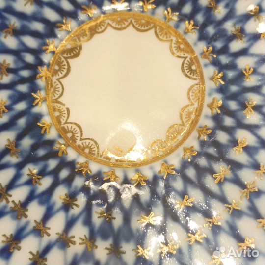 Блюдо Кобальтовая сетка с позолотой лфз