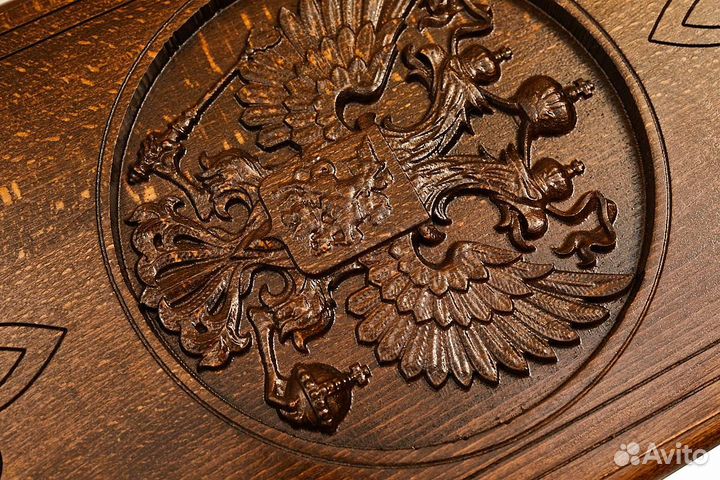 Нарды и шашки резные Герб Российской Федерации 50 х 48 см бук Армения 62528