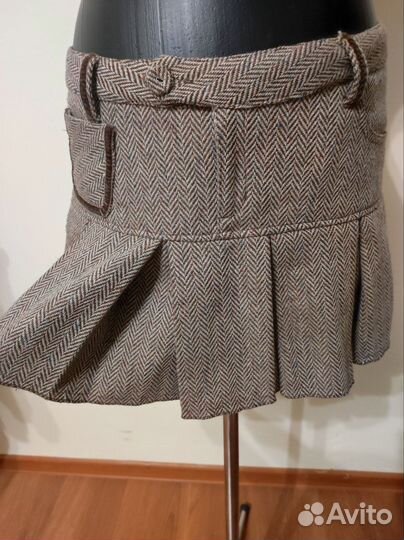 Юбка тёплая мини в складку 44 размер