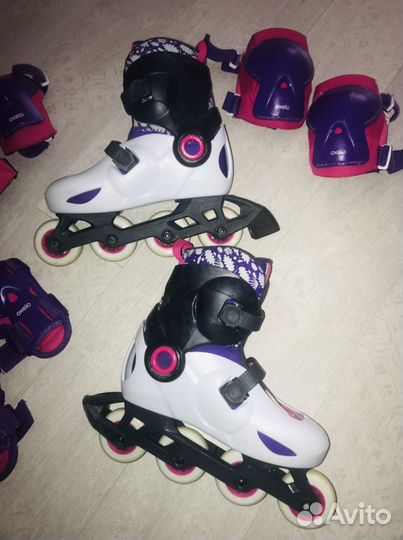 Роликовые коньки детские Oxelo 32-34 защита/шлем