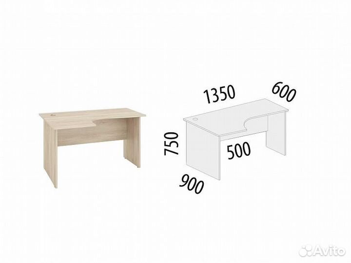 Стол угловой (лев) Альфа 64.62 для офиса