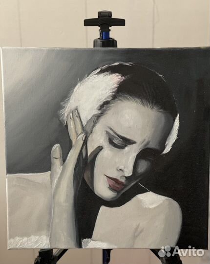 Картина маслом «Черный лебедь»