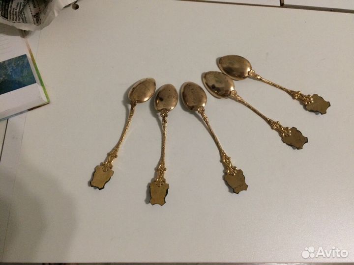 Ложки сувенирные Ленинград. Эмаль. Позолота. СССР