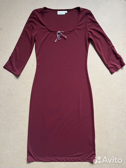 Платье винтаж 90х бордовое