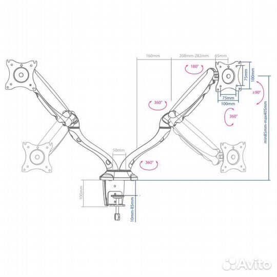 Кронштейн для мониторов Arm Media LCD-T22 черный 15