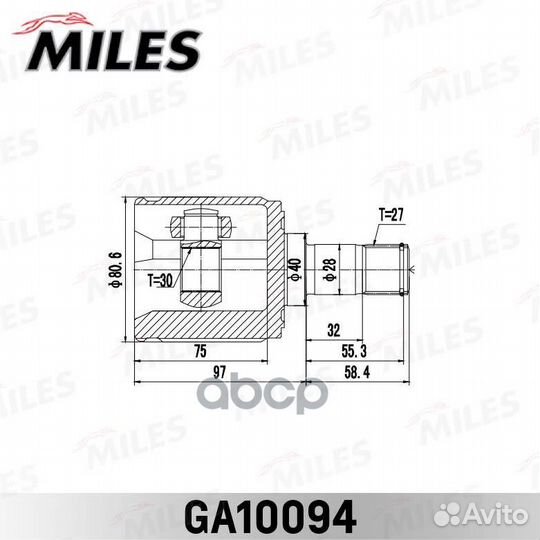 ШРУС honda accord (CL/CN/CM) 02-08 внутр. GA100