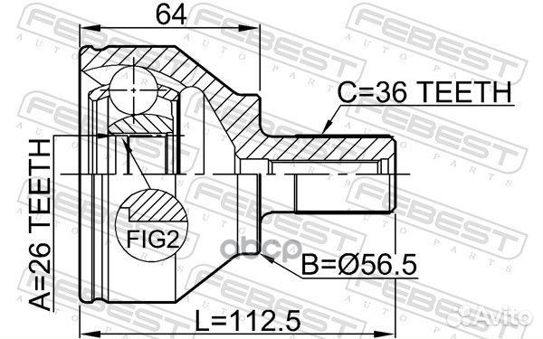 Шрус наружный 26X56.5X36 2710S40II Febest