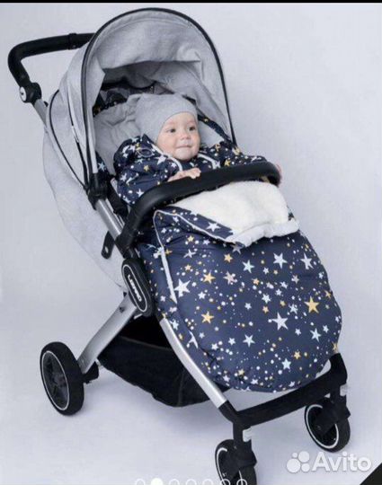 Зимний конверт в коляску на овчине