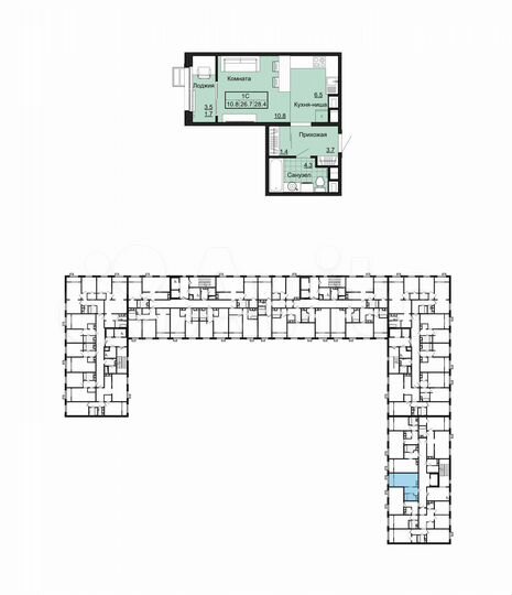 Квартира-студия, 28,4 м², 6/9 эт.
