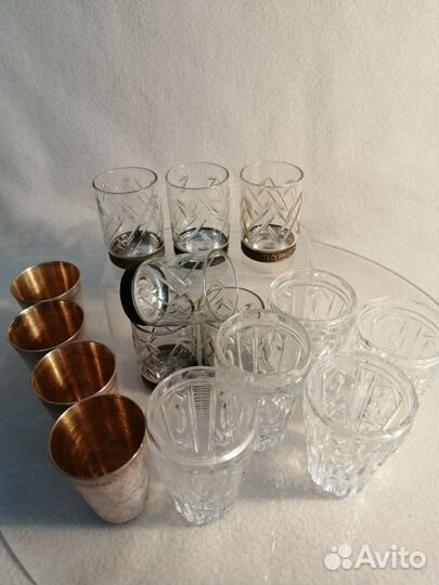 Стопки (хрусталь,мельхиор основа, мельхиор) СССР