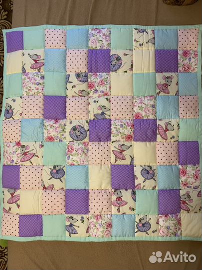 Лоскутное конверт-одеяло на выписку 90х90см