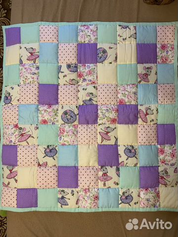 Лоскутное конверт-одеяло на выписку 90х90см