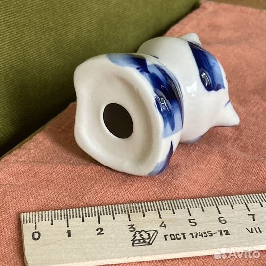 Н16 Мечтательный котёнок в стиле гжель