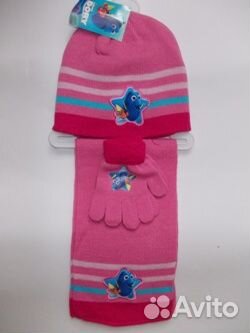 Детский комплект шарф+шапка+перчатки на 4-5 лет