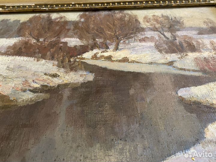 Старинная картина маслом на холсте