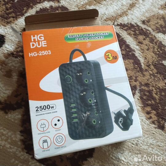 Фильтр сетевой 4 usb, 3 розетки