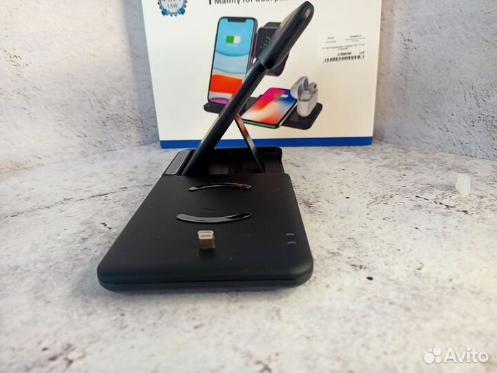 Беспроводная док станция 4 in 1 15W (Черная)