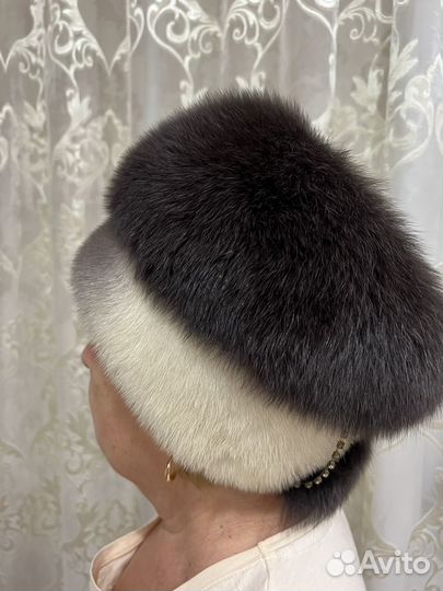Шапка женская из песца и норки