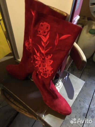 Сапоги женские демисезонные, натуральная кожа(замш