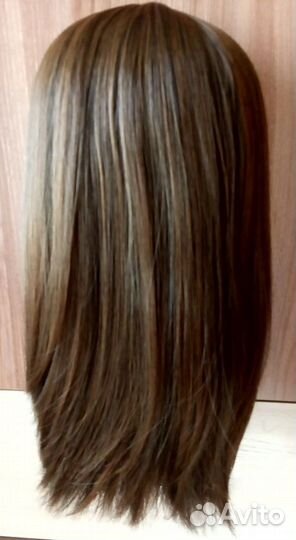 Парик удлинённый тёмно-коричневый mix