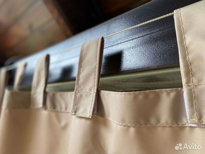 Шторы уличные Оксфорд для веранды беседки бежевые