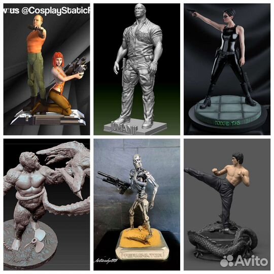 Много фигурок культовых персонажей из кино