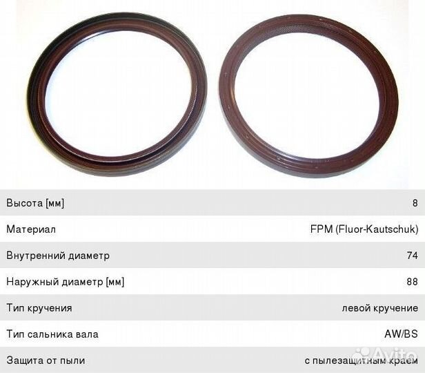 Сальник коленвала fiat Doblo Cargo задний elring