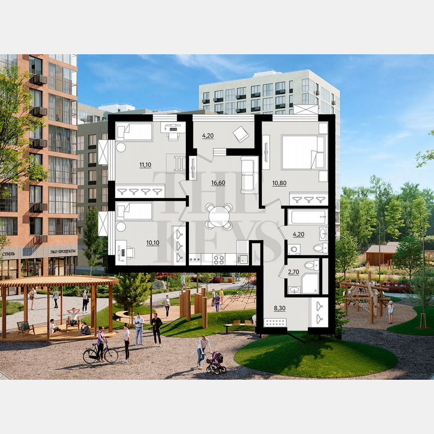 3-к. квартира, 65,9 м², 4/12 эт.