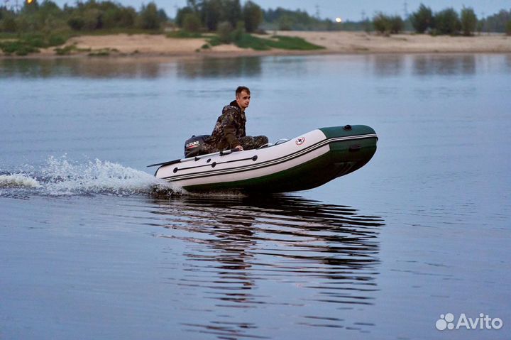 Лодка mishimo lite 390 моторная (бело-зеленая)